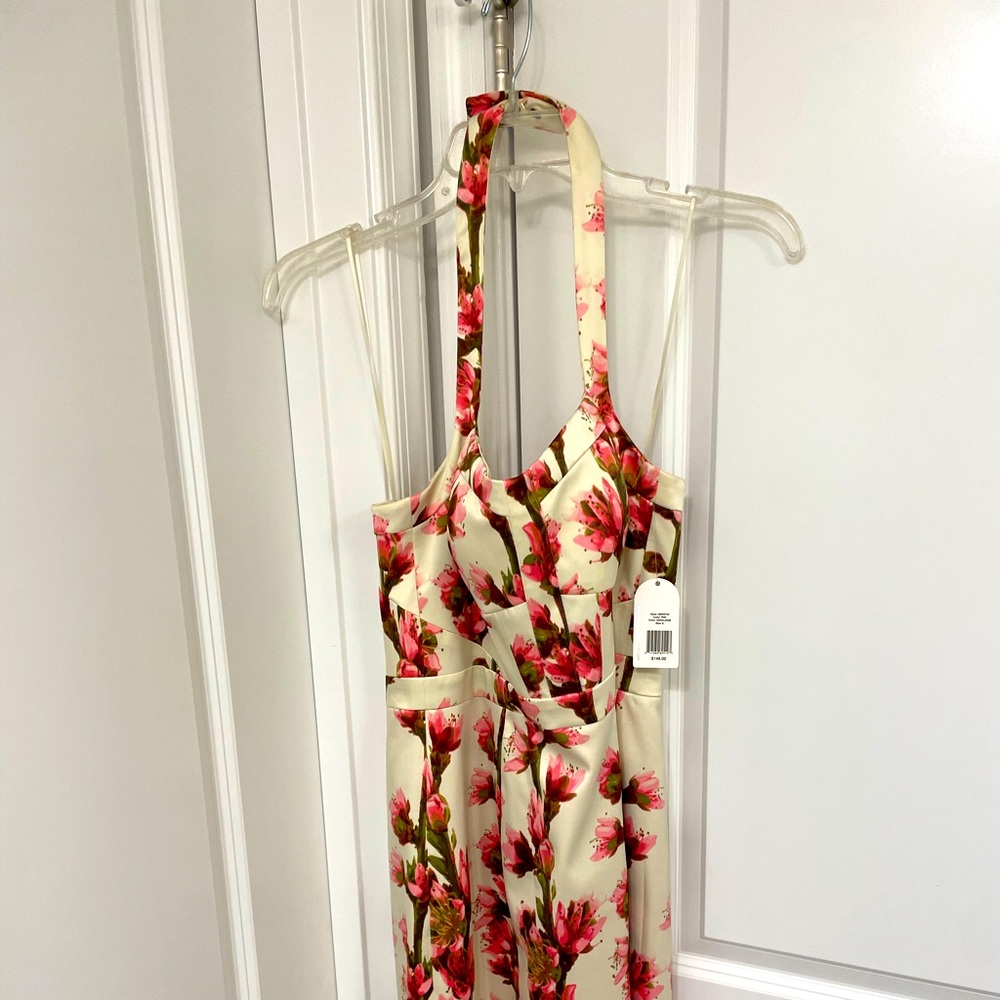 NWT floral satin halter cocktail dress by Jessica Simpson size 8